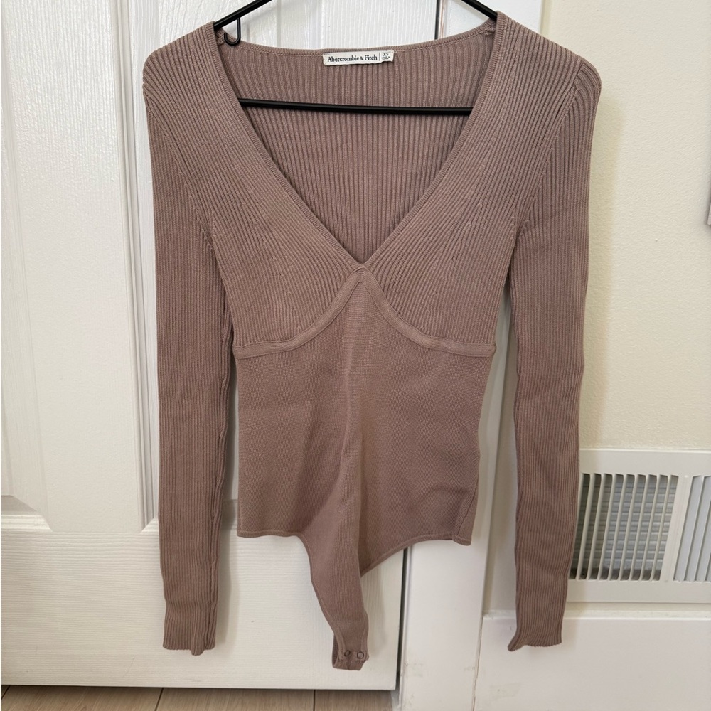 Mauve Ribbed Long Sleeve Bodysuit